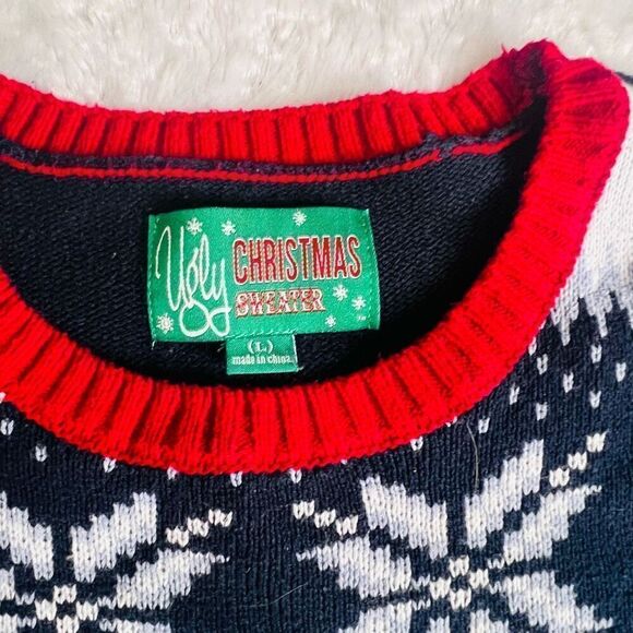 Ugly Christmas Sweater Womens Multicolor Abominable Snowman Pullover Size Large - Picture 3 of 6